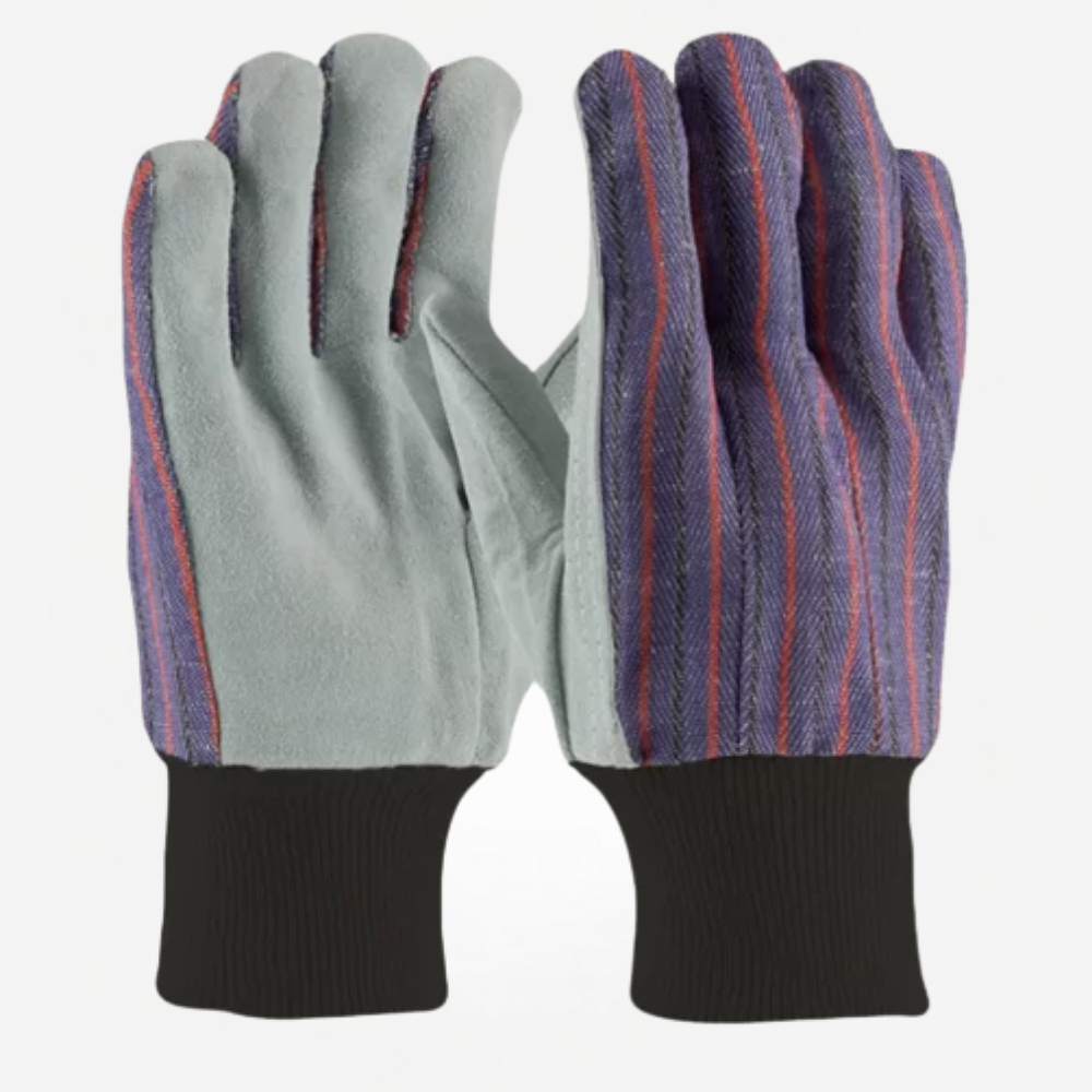 Split Leather Glove (Canvas Back - Knit Wrist) - Image 2