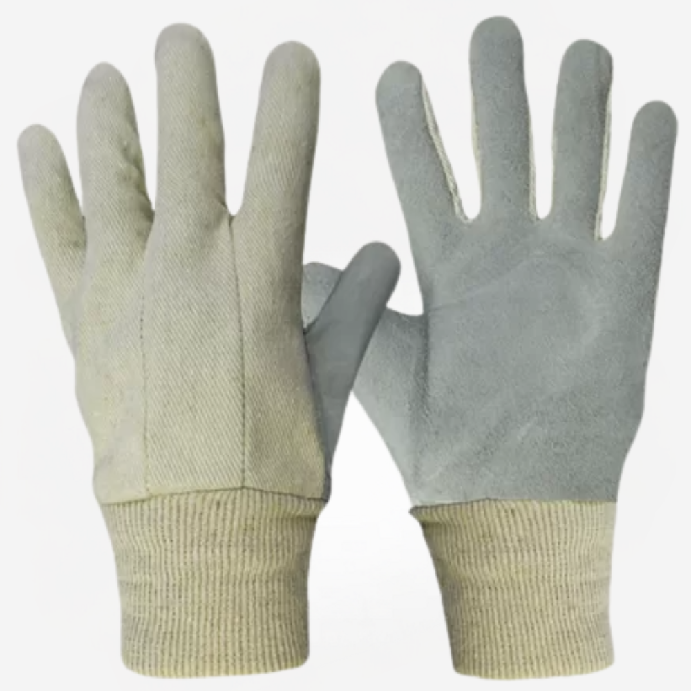 Split Leather Glove (Canvas Back - Knit Wrist) - Image 3