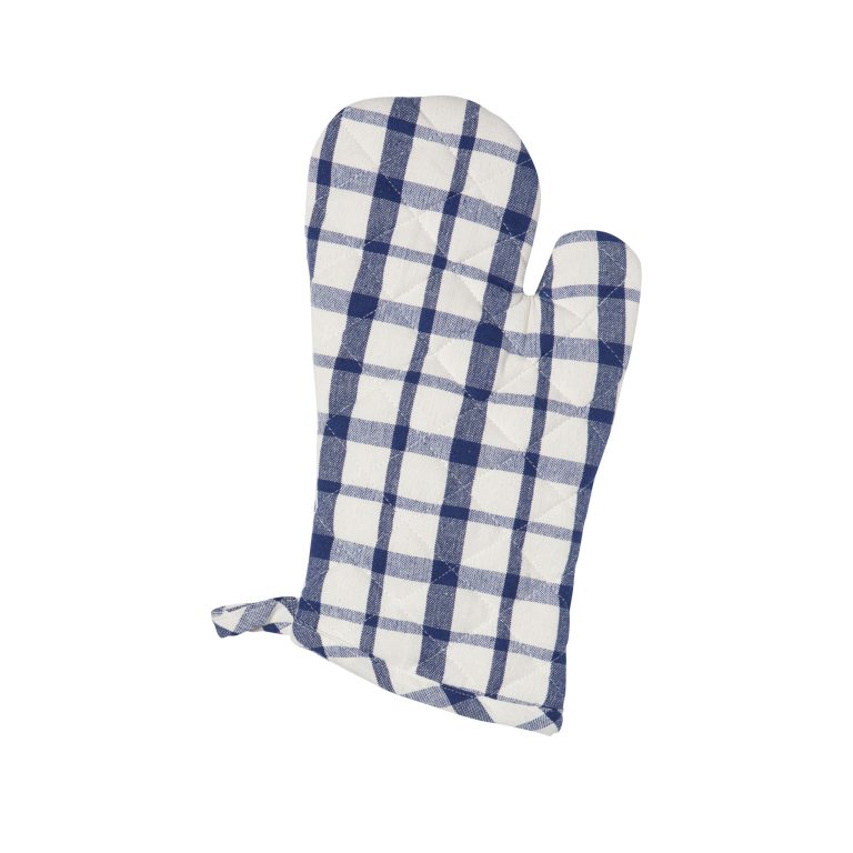 Blue checker mitten