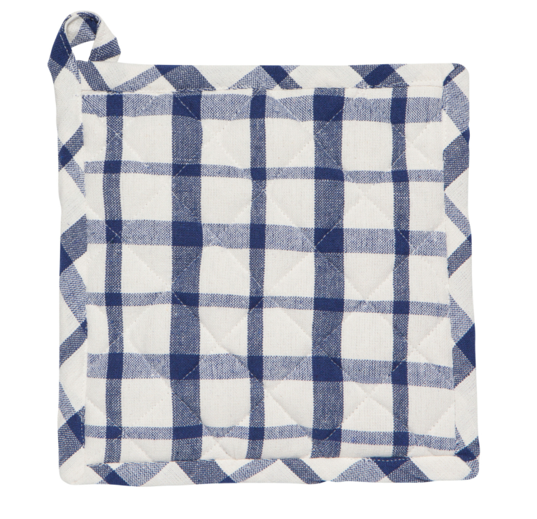 Blue checker pot-holder