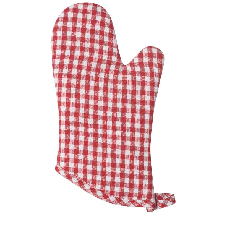 Red checker mitten